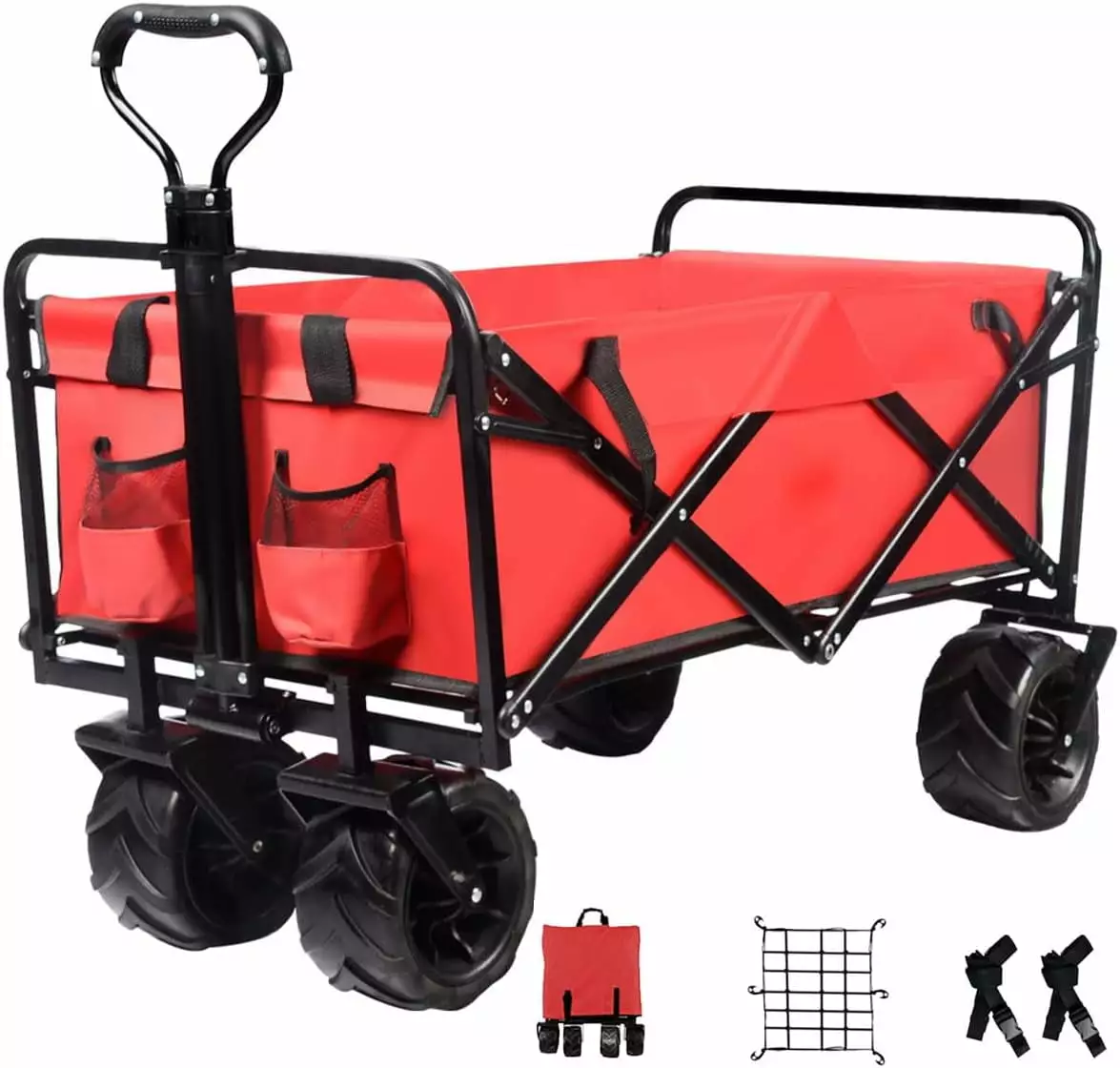 Heavy Duty Beach Wagon Cart Outdoor Folding Utility Camping Garden Beach Cart Universal Wheels Adjustable Handle Shopping ...