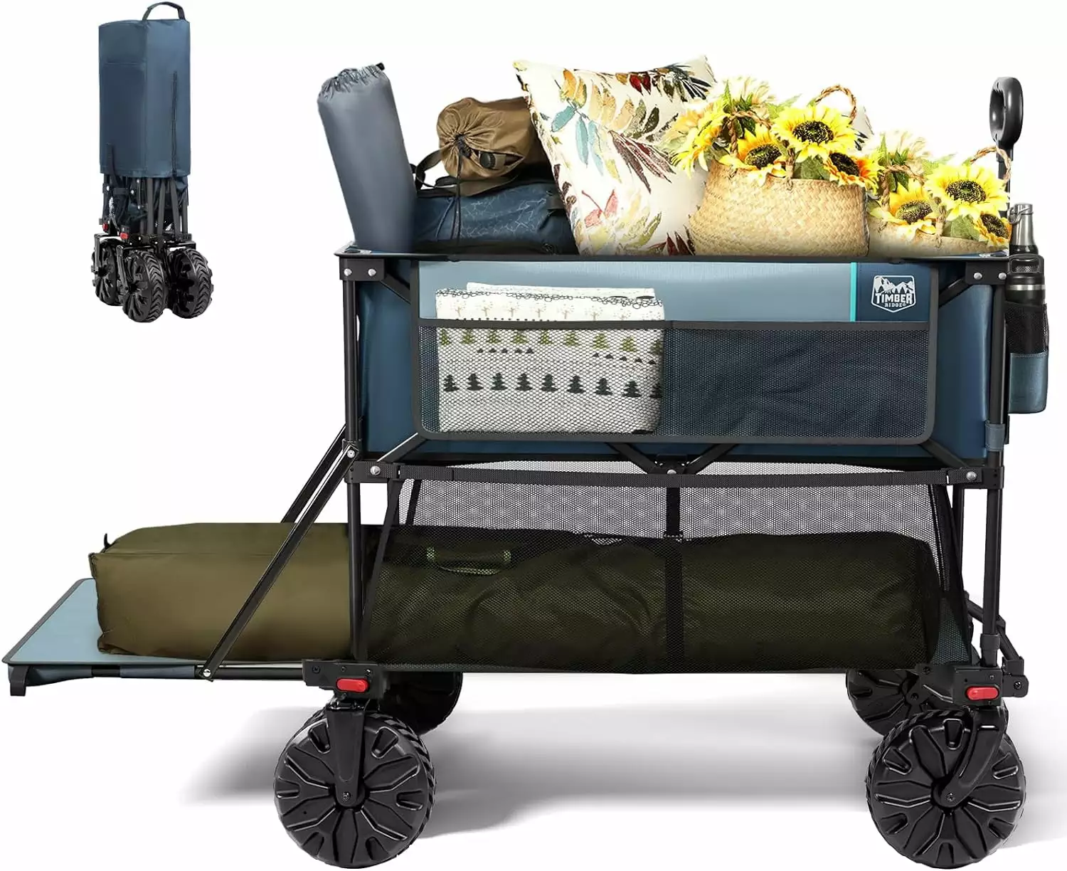 400L Large Capacity Folding Double Decker Wagon. 54 Extra Long Extender Wagon Cart. 450lbs Heavy Duty Collapsible Wagon. A...