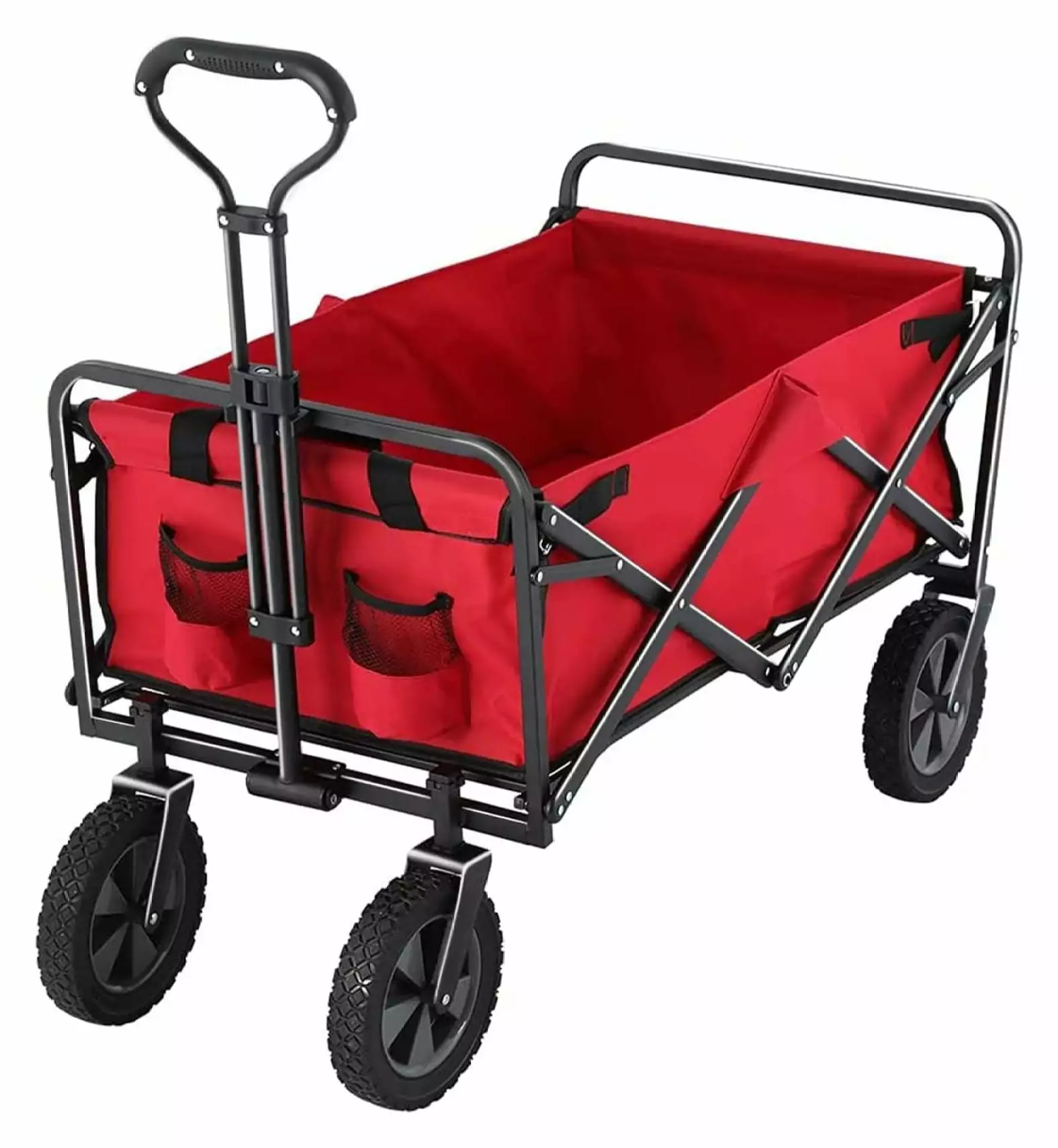 220 lbs Capaticy Folding Wagon. Utility Garden Cart Collapsible Wheels Outdoor Camping. Red LUWEI