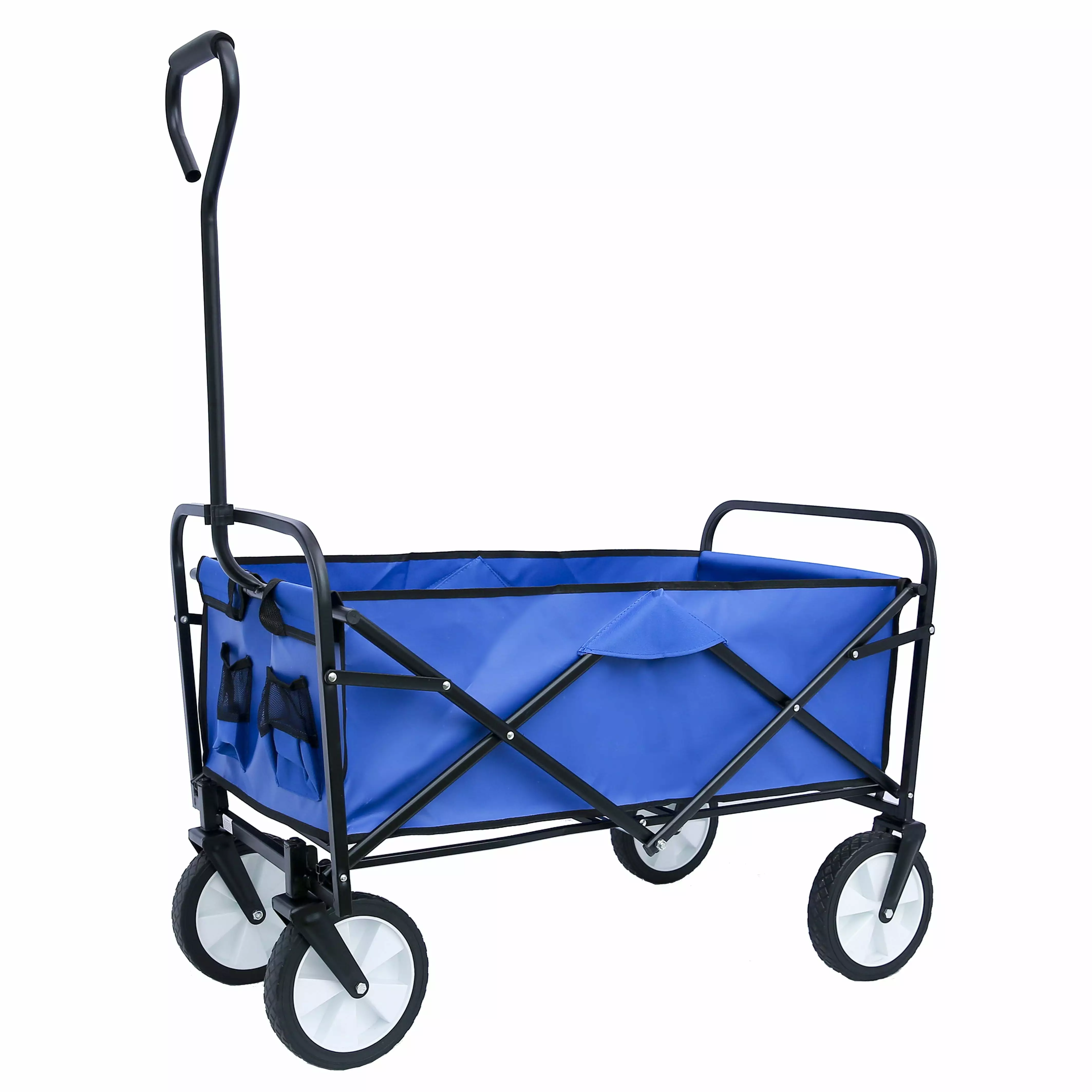 Collapsible Folding Outdoor Utility Wagon Foldable Garden Wagon beach Cart w/ Wheels - Blue Shivoo
