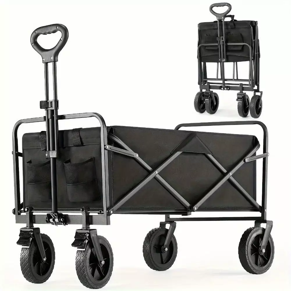1pc Collapsible Foldable Wagon Cart. 220LBS Heavy Duty Utility Garden Cart All-Terrain Wheels Beach. Lawn. Sports. Camping...