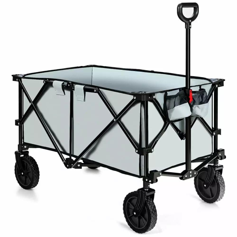 YYAo Lawn Cart. Outdoor Yard Cart Truck. Outdoor Folding Wagon Cart Adjustable Handle and Universal Wheels-Gray