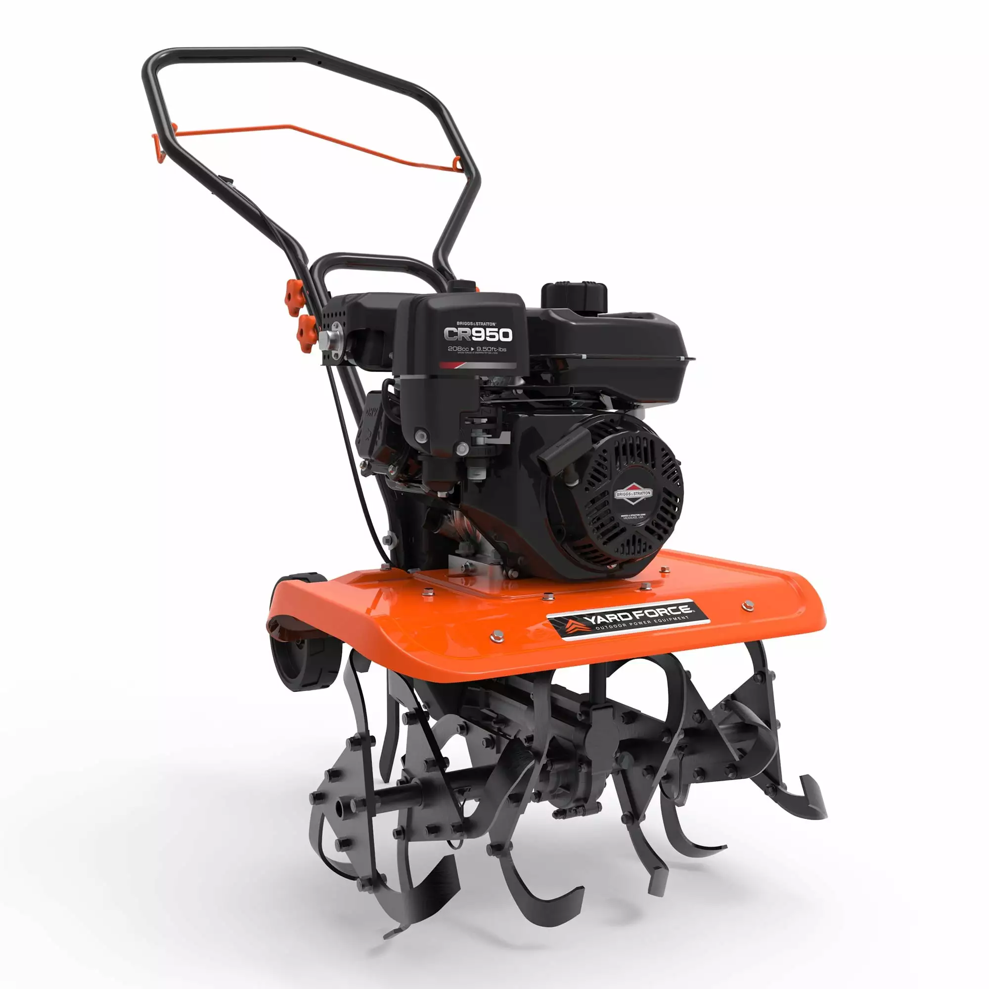 Yard Force Front Tine Tiller Cultivator Briggs & Stratton 208cc 4-Cycle OHV Engine. Adjustable tilling width