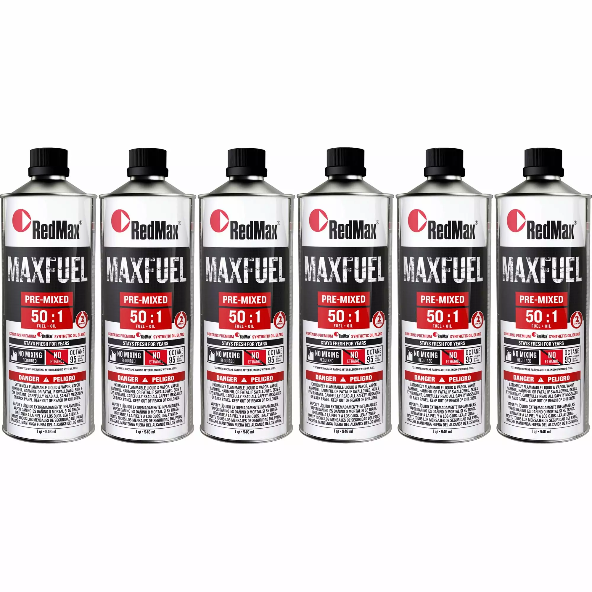 RedMax 581158801 Pre-Mixed 50:1 Fuel Oil 6 Quart Pack 2-Cycle Engines 94 Octane