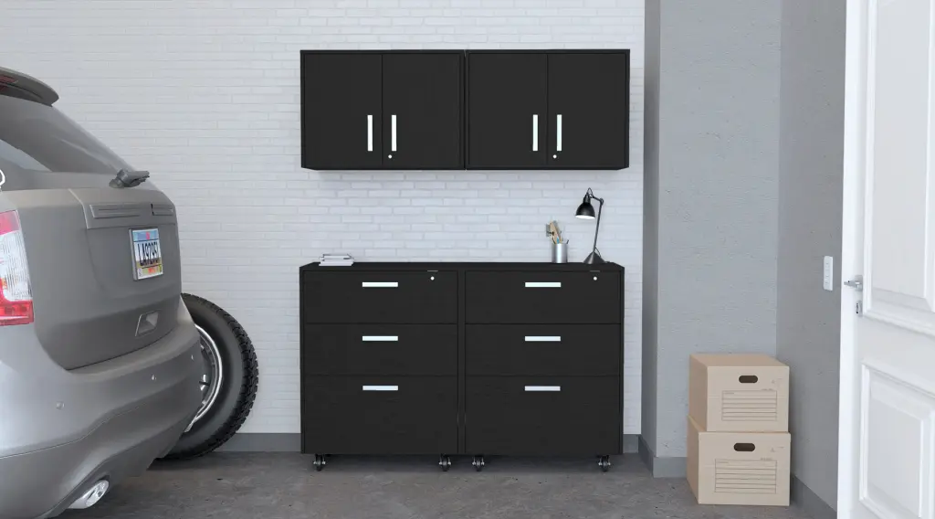 Kaitlyn Black 4 Piece Garage Set Black Wood furniture max