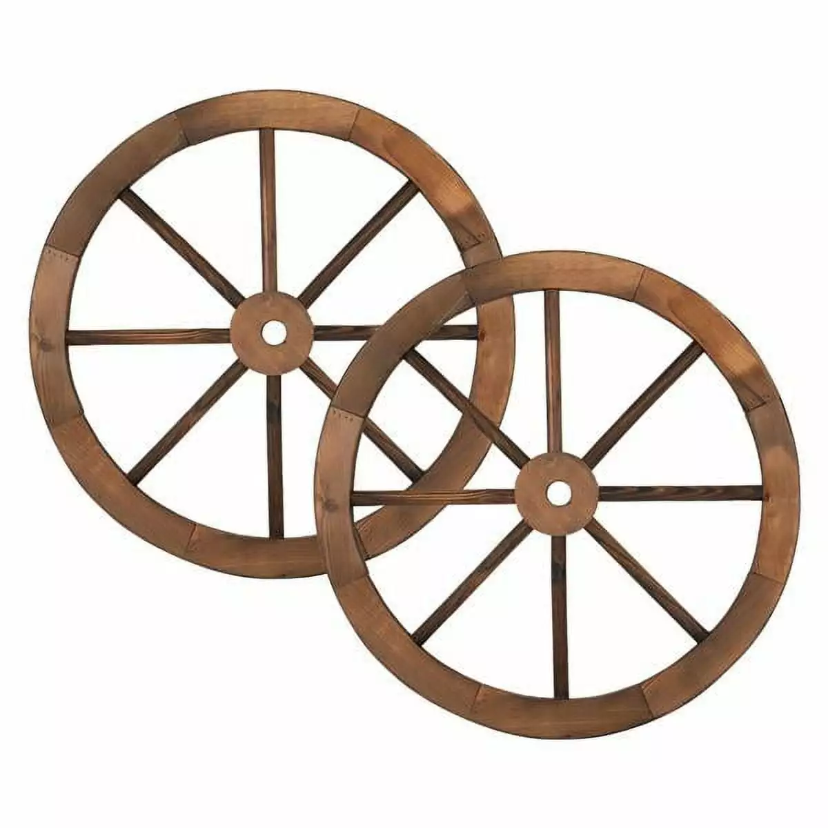 2pcs 24-Inch Old Western Style Garden Art Wall Decor Wooden Wagon Wheel Brown NOBRAND