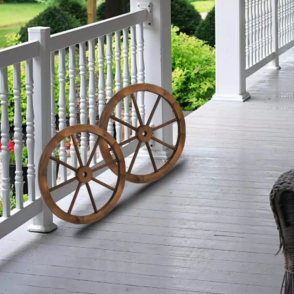 ZGBY 2 X 24 Wooden Wagon Wheel High Standard Fir Wood Indoor Outdoor No Assembly ZGBY Home Products