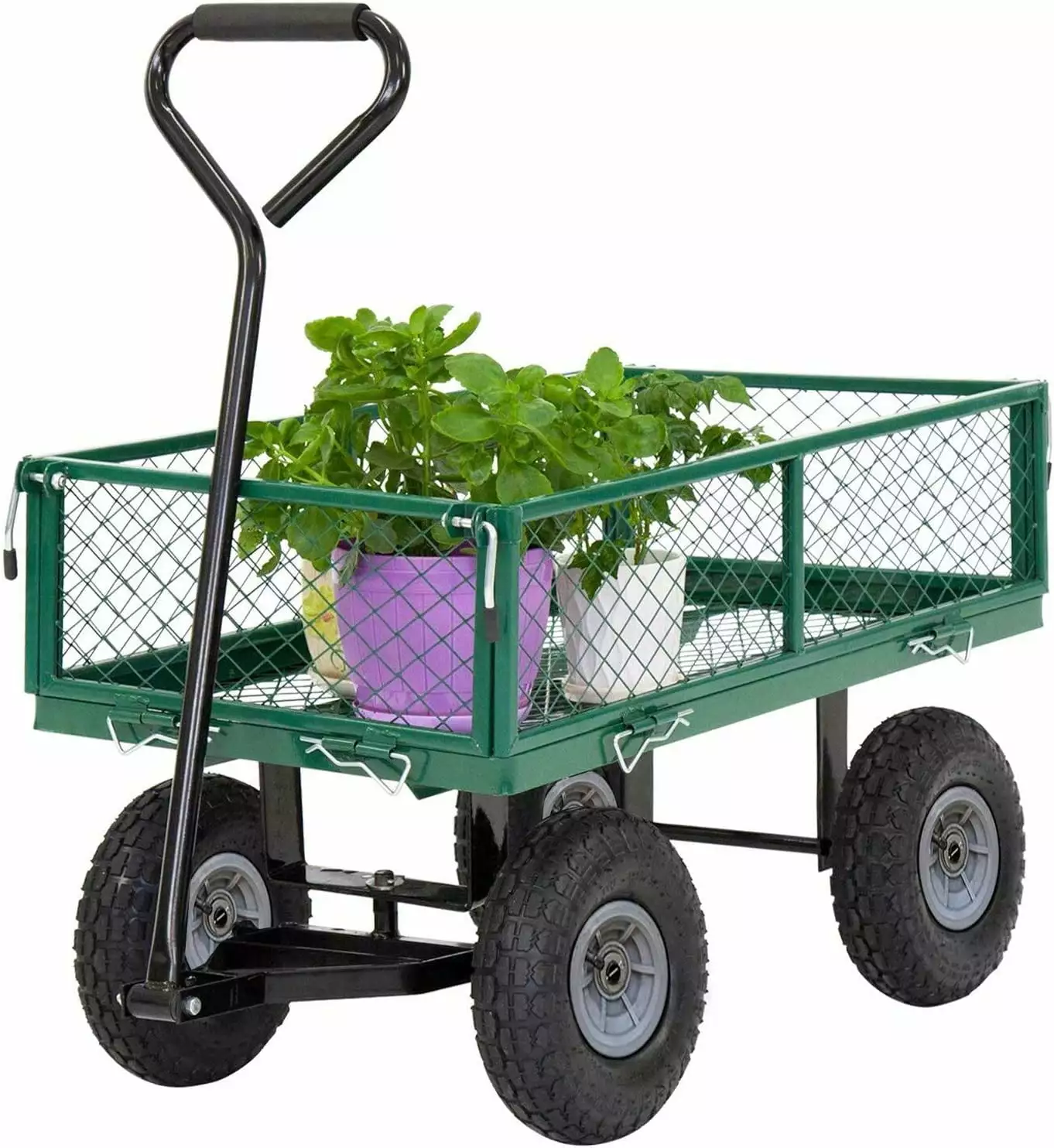Carts Yard Dump Wagon Cart Lawn Utility Cart Outdoor Steel Heavy Duty Beach Lawn Yard Landscape