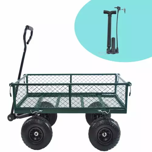 Zateety Wagon Cart Garden cart trucks create it easier to transport firewood (green)
