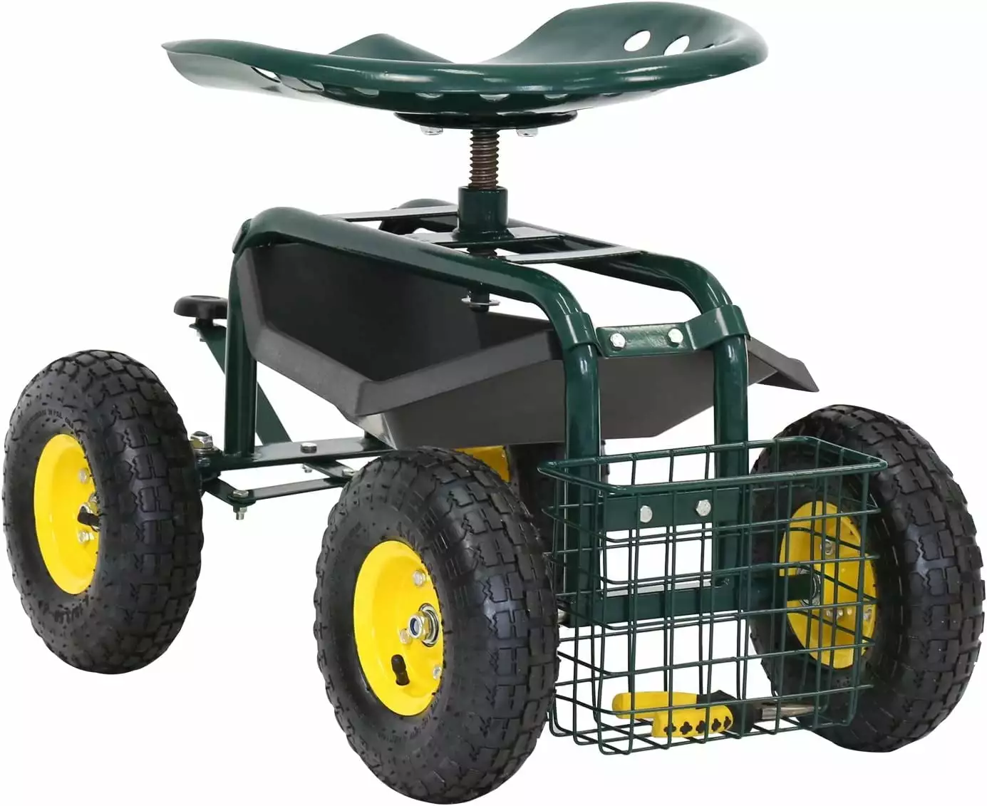 Garden Cart Rolling Work Seat Outdoor Lawn Yard Patio Wagon Scooter Planting. Adjustable 360 Degree Swivel Seat w/Tool Tra...