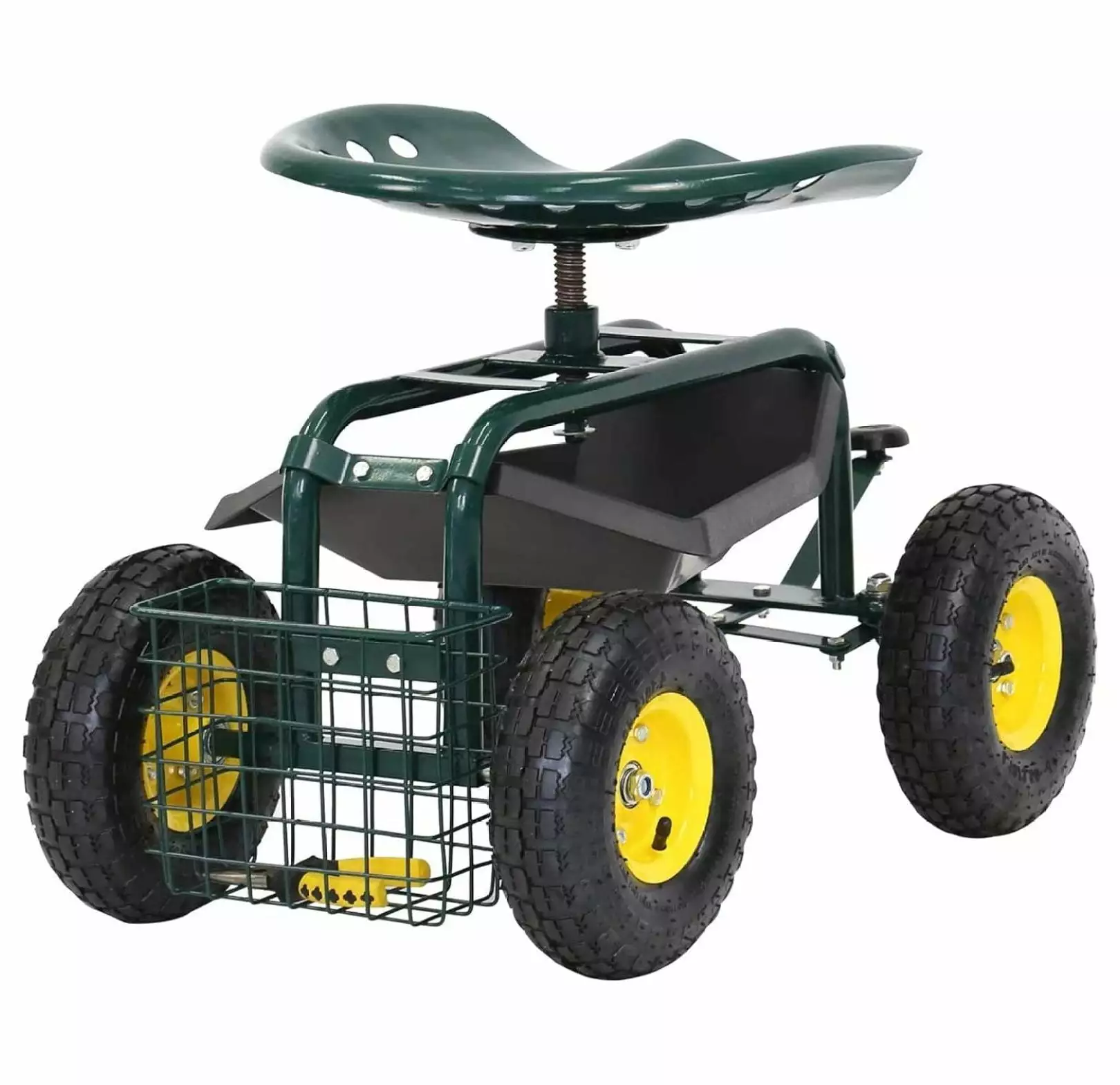 YUNTIE Garden Stool Cart Rolling Wagon Scooter 360 Degree Swivel Work Seat Tool Storage Utility Binquireet