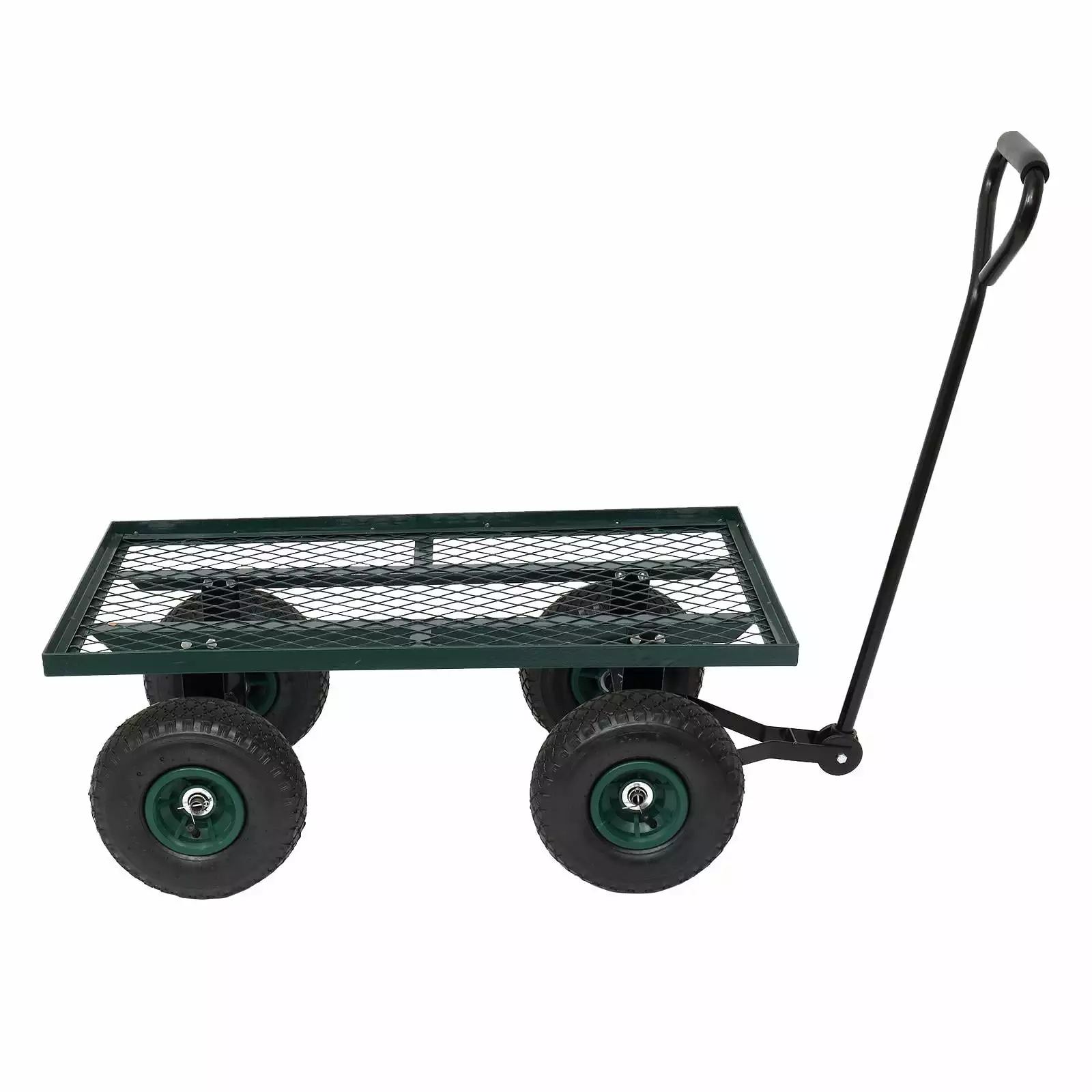 Zimtown Metal Deck Wagon Flat Free Tires Rust Resistant Powder Coated Green