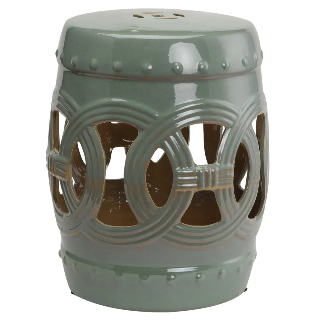 Outsunny 14 X 17 Ceramic Garden Stool Double Coin Knotted Ring Design aosom business