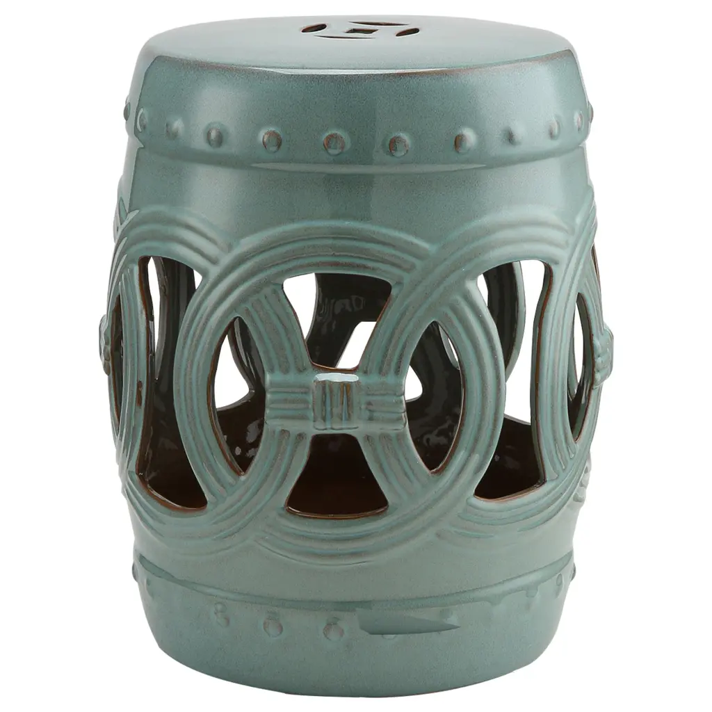 Outsunny 14 X 17 Inch Ceramic Garden Stool Double Coin Knotted Ring Design aosom business