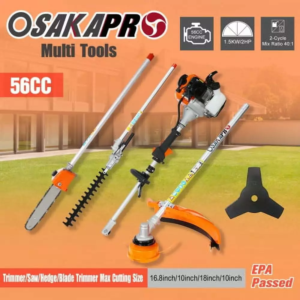 Adrinfly 4 1 Multi-Practical Trimming Tool. 56CC 2-Cycle Garden Tool System Gas Pole Saw. Hedge Trimmer. Grass Trimmer. an...