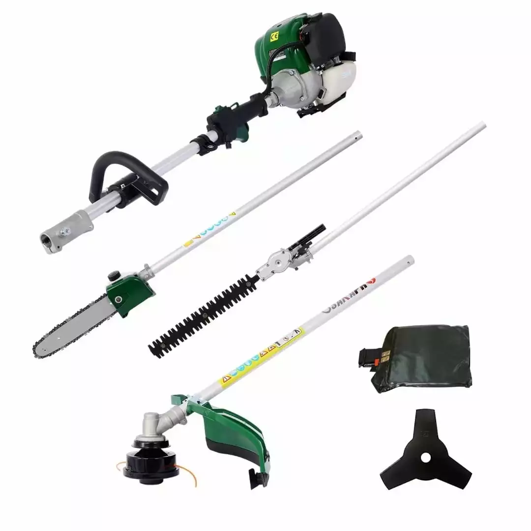 4--1 Multi Practical Garden Tool System. Gas Pole Saw. Hedge Trimmer. Grass Trimmer. Brush Cutter. Orange/Black. 38cc Engi...