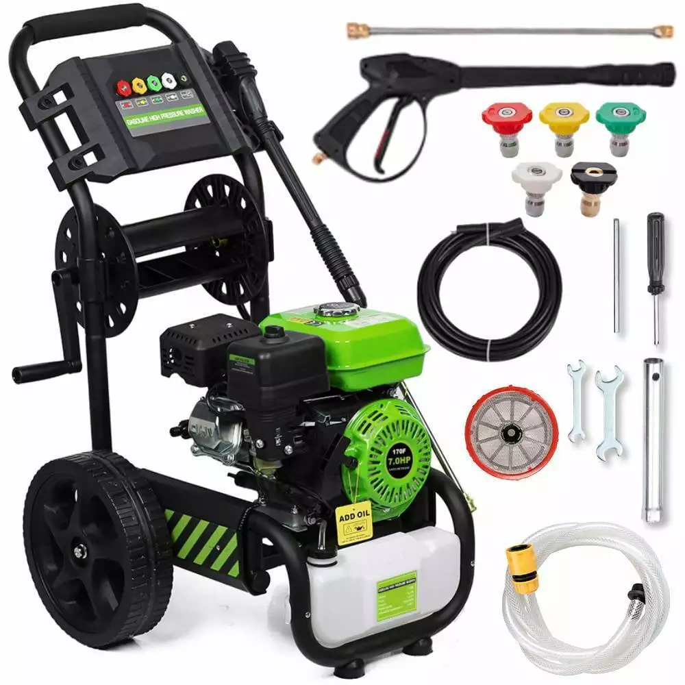 Gas High Pressure Washer 3800 PSI 2.5 GPM Hose Reel / 8 Wheel /Foam Cannon UN BRAND