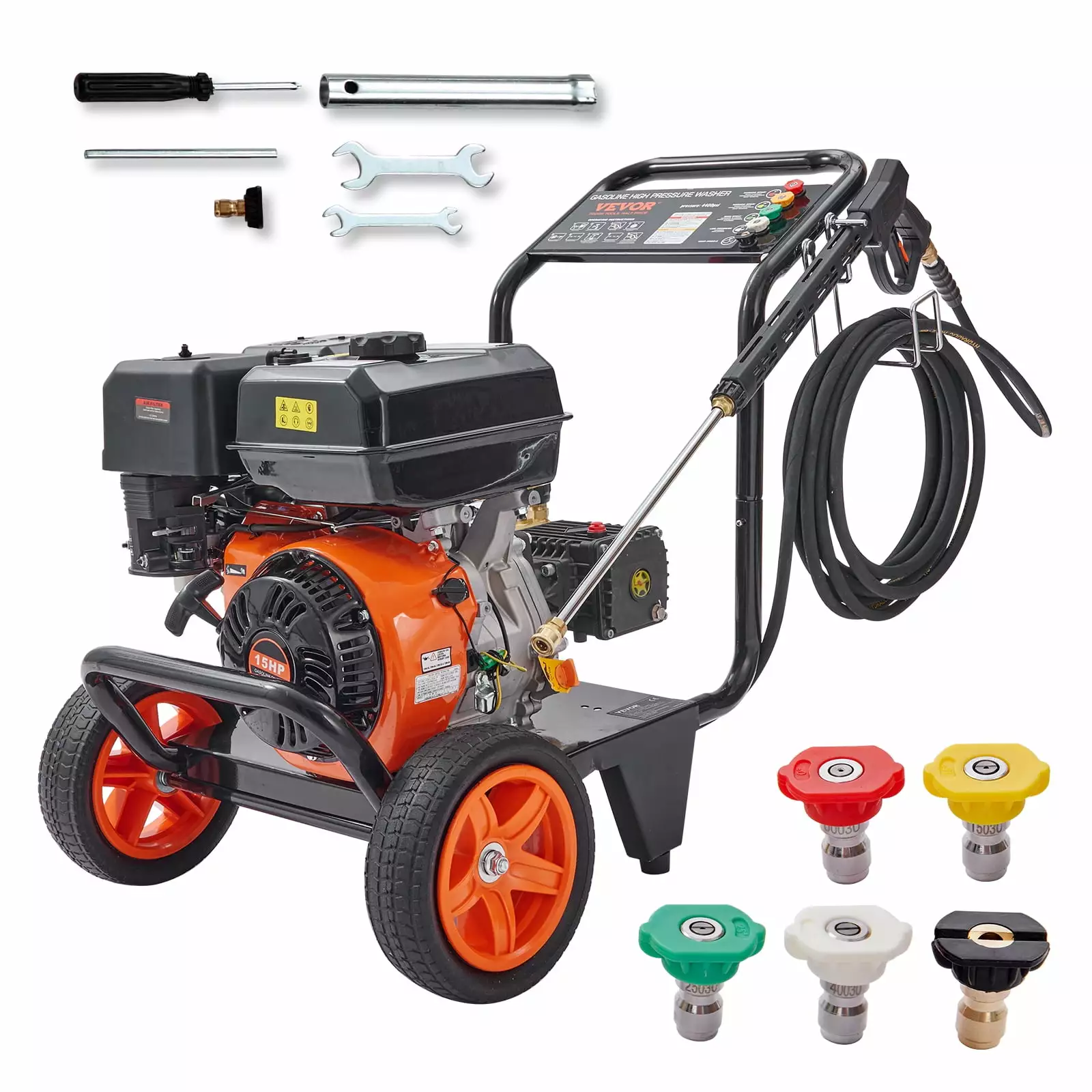 VEVORDIRECT 4400 PSI 4.0 GPM Gas Pressure Washer w/26 ft High Pressure Hose 5 Nozzles Gas Powered Washer