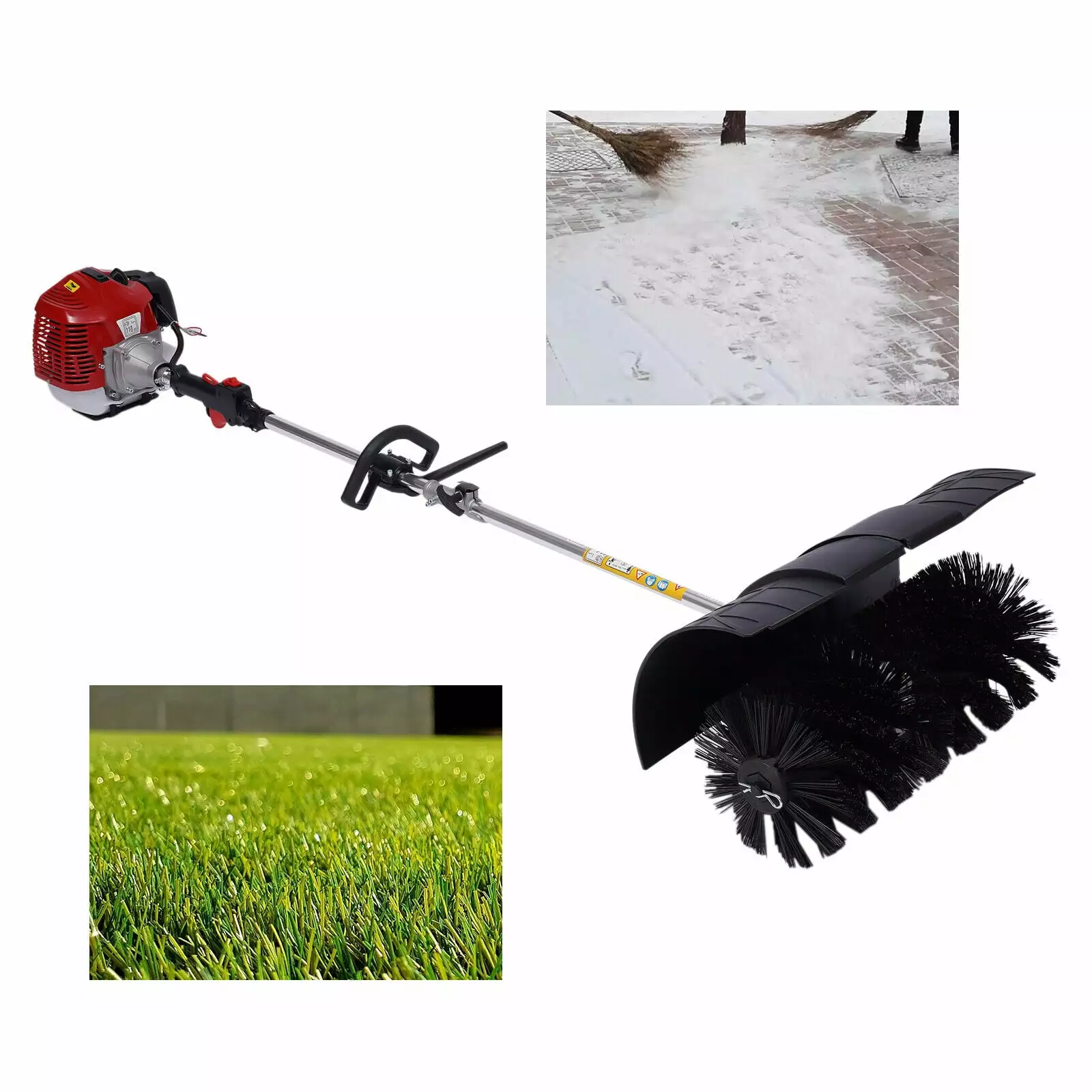 SHZICMY 52cc Gas Power Handheld Sweeper Broom W/ Blower Driveway Turf Grass Snow Clean