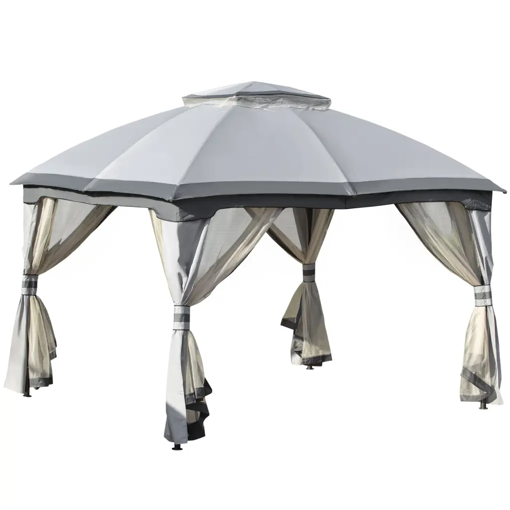 10x12 Foot Outdoor Gazebo Patio Canopy Shelter Double Vented Roof aosom business