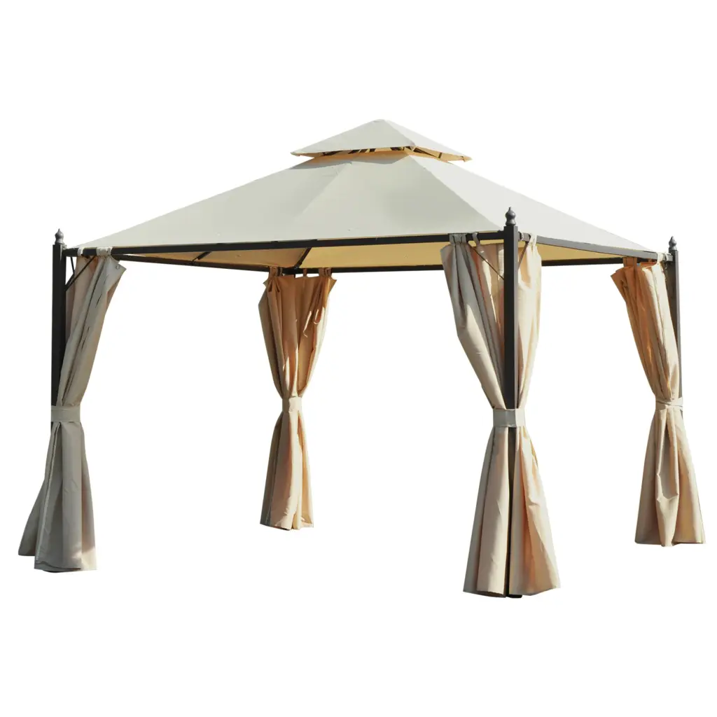 10' X 10' Steel Outdoor Patio Gazebo Polyester Privacy Curtains aosom business