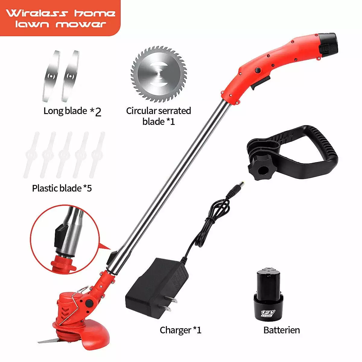 2Z Electric Cordless String Grass Trimmer .12V 450w Weed Eater Lawn Mower Garden Yard Lawn Trimming/Pruning.1 Charger