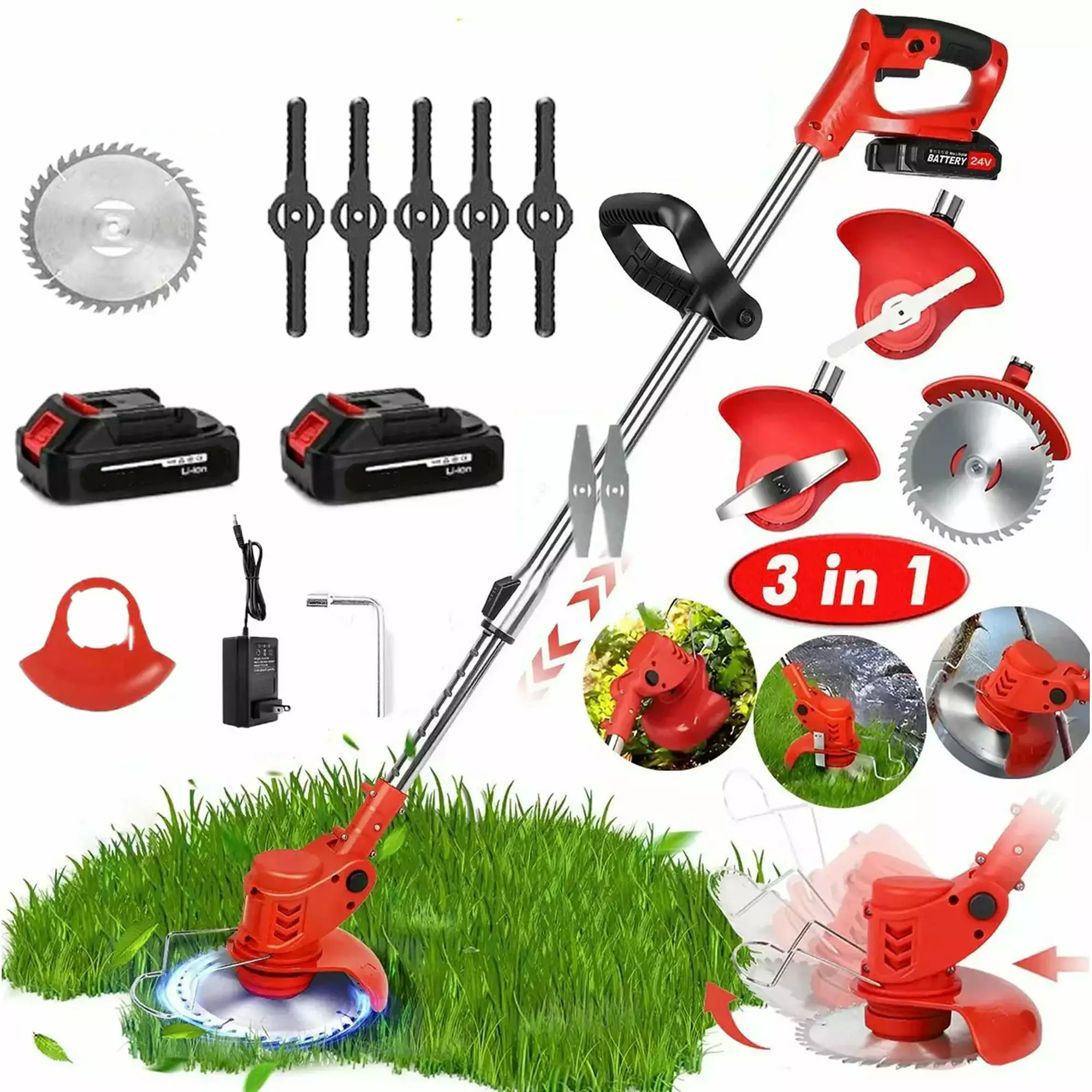 21V Electric Weed Eater. Electric Cordless Weed Wacker Electric Grass Trimmer Cordless 2Pcs Battery and Fast Charger. 5 Ny...