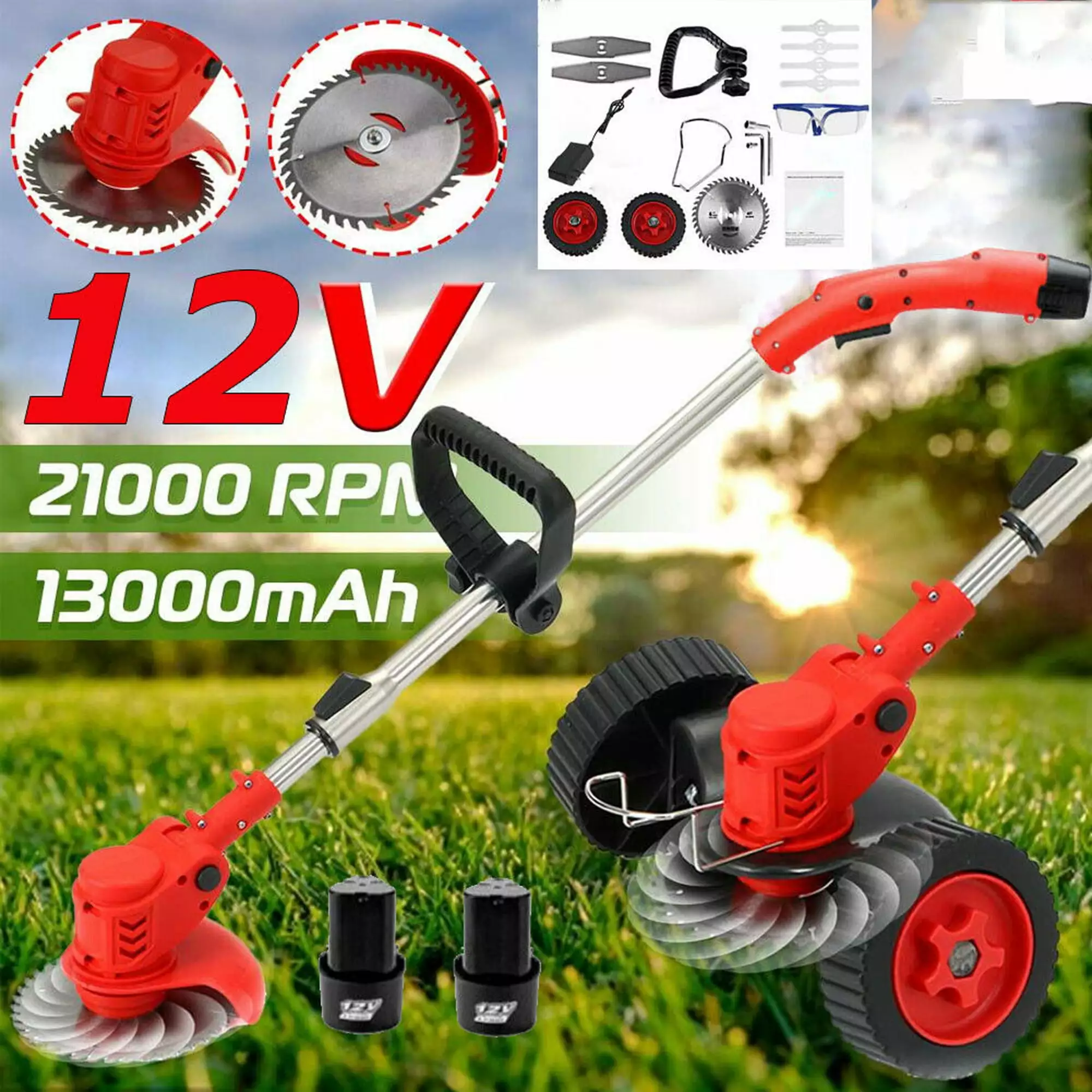12V Grass Trimmer. Cordless String Trimmers. Featherweight 2--1 Weed Wacker/ Eater & Brush Cutter 2Pcs Batteries. 1 Charge...