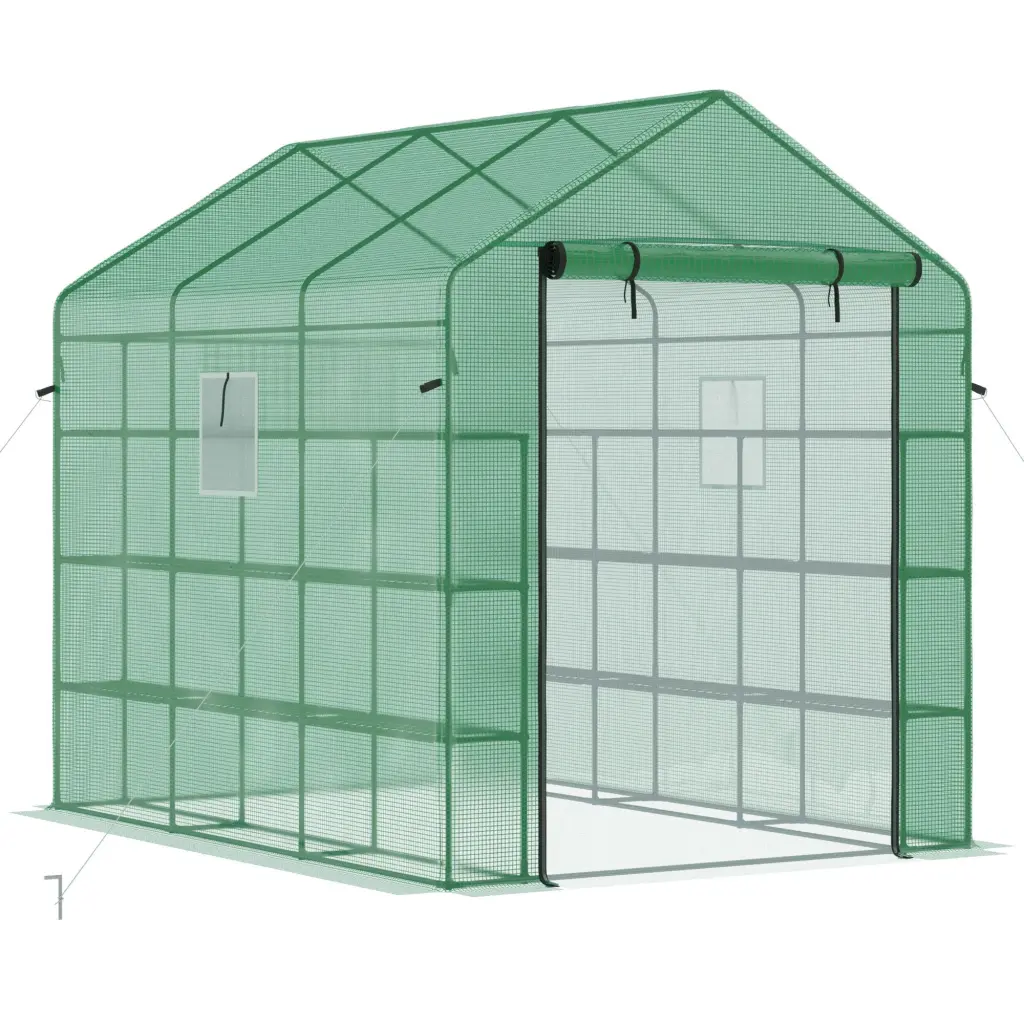 Outsunny 8 X 6 X 7 Walk Greenhouse Mesh Door And Windows aosom business