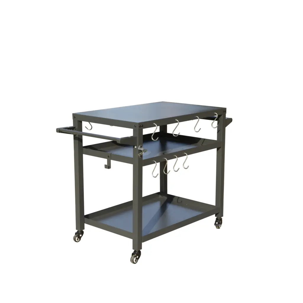3 Shelf Outdoor Grill Table Grill Cart Wheels Outdoor Pizza Oven Stand crefise patio life