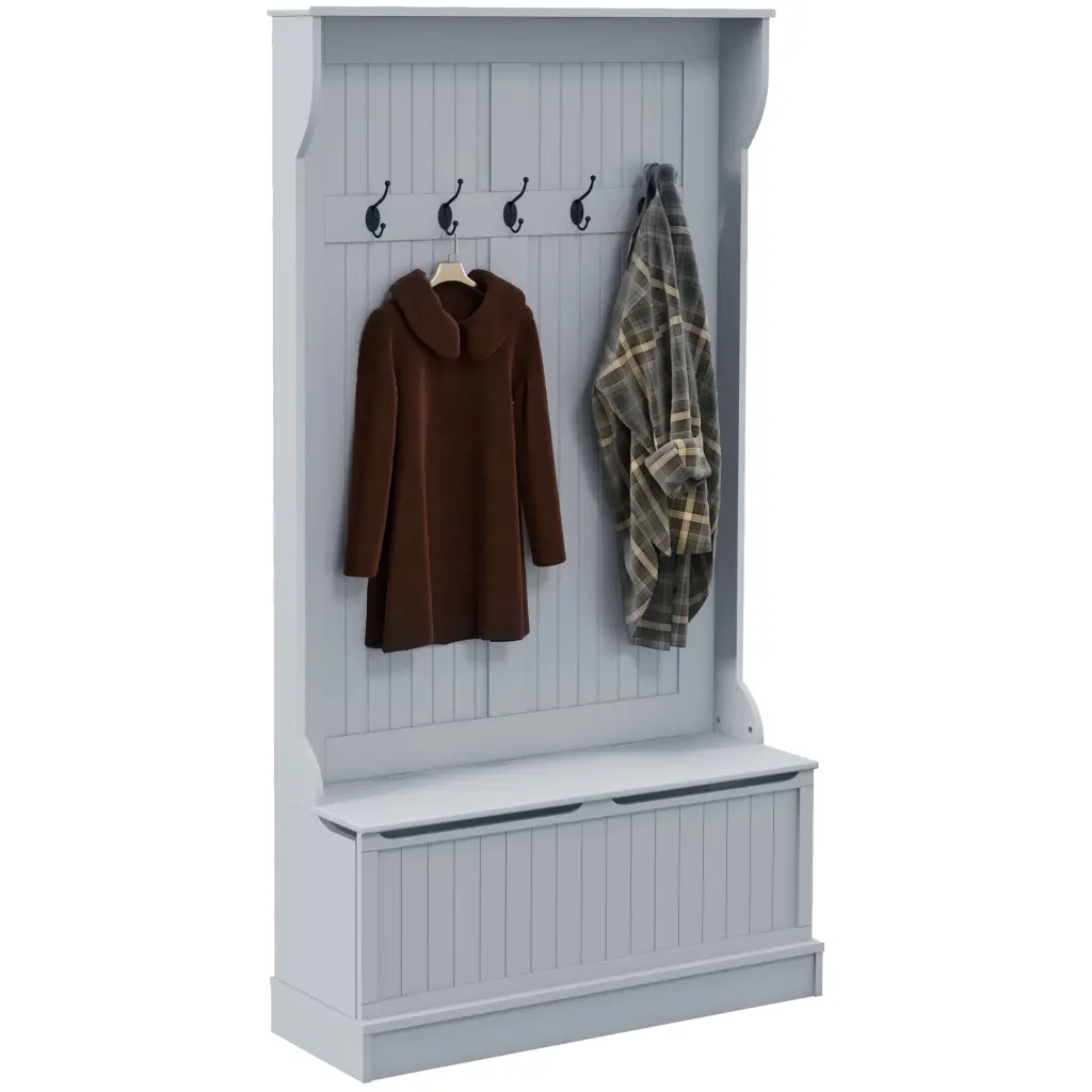Homcom 38 3 1 Entryway Hall Tree Storage Bench Coat Rack Organizer aosom business