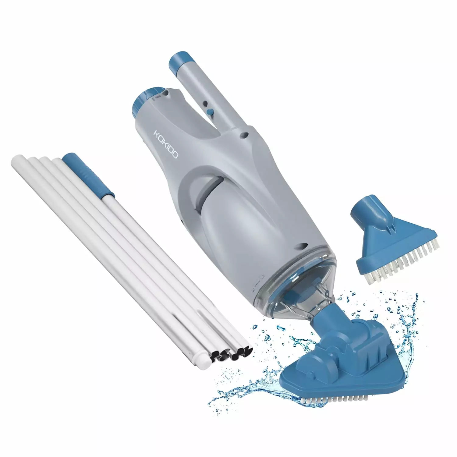 (2024 Upgrade) KOKIDO Rechargeable Pool and Spa Vacuum Adjustable Pole and Two Brush Vac Heads. Hot Tubs. Above Ground & I...