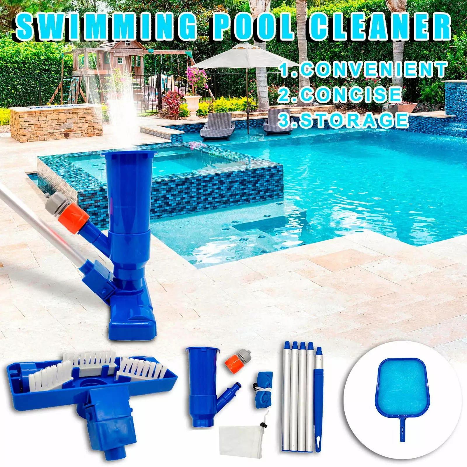 Vaidhai Portable Swimming Pool Vacuum Cleaner and Salvage Net Combination Rkxzt