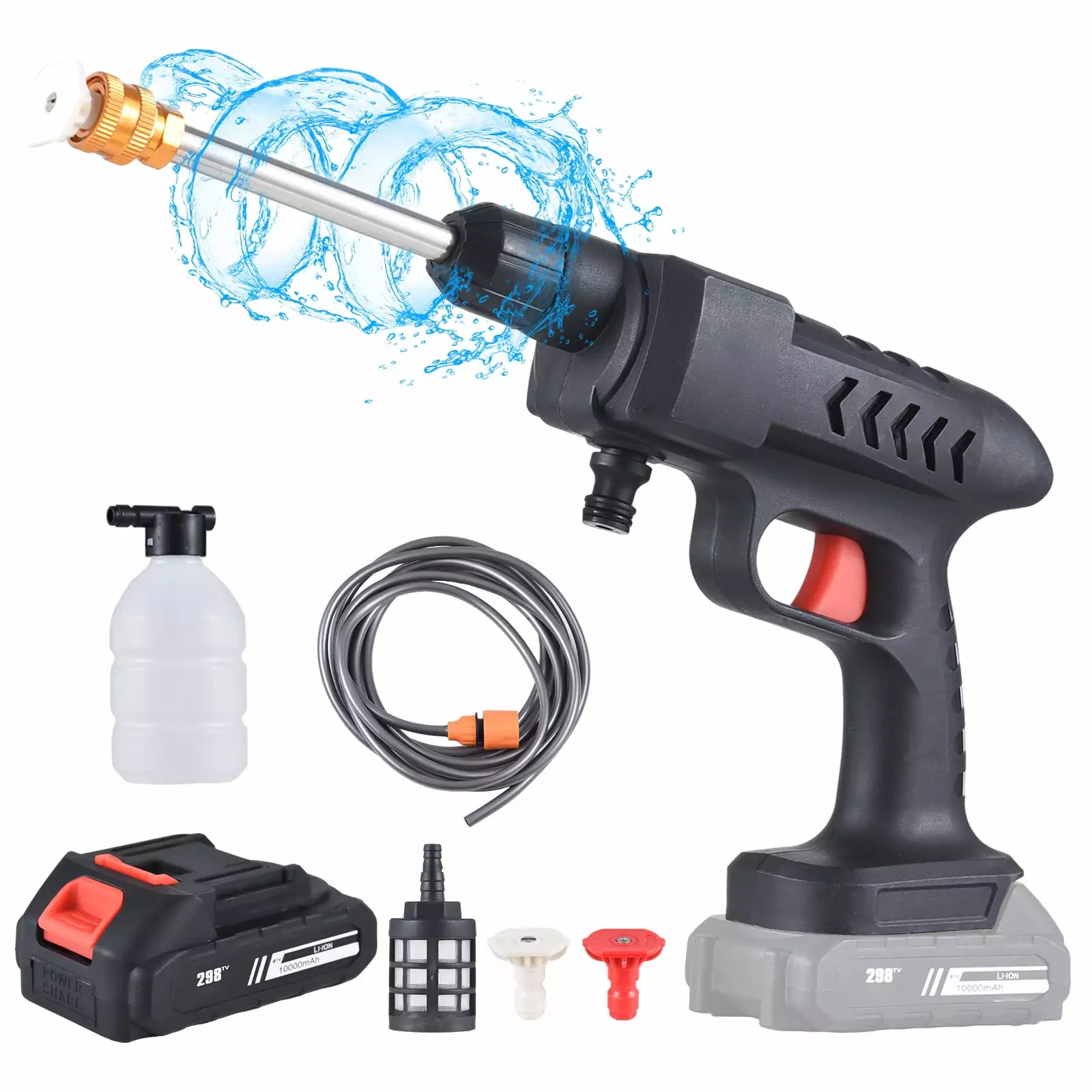 Sprinkler.Fence Floor Walls 10000mah Battery 200w Battery 200w Handheld Car Fence Floor Max 290psi 21v 2 Spray Nozzle 2 Sp...