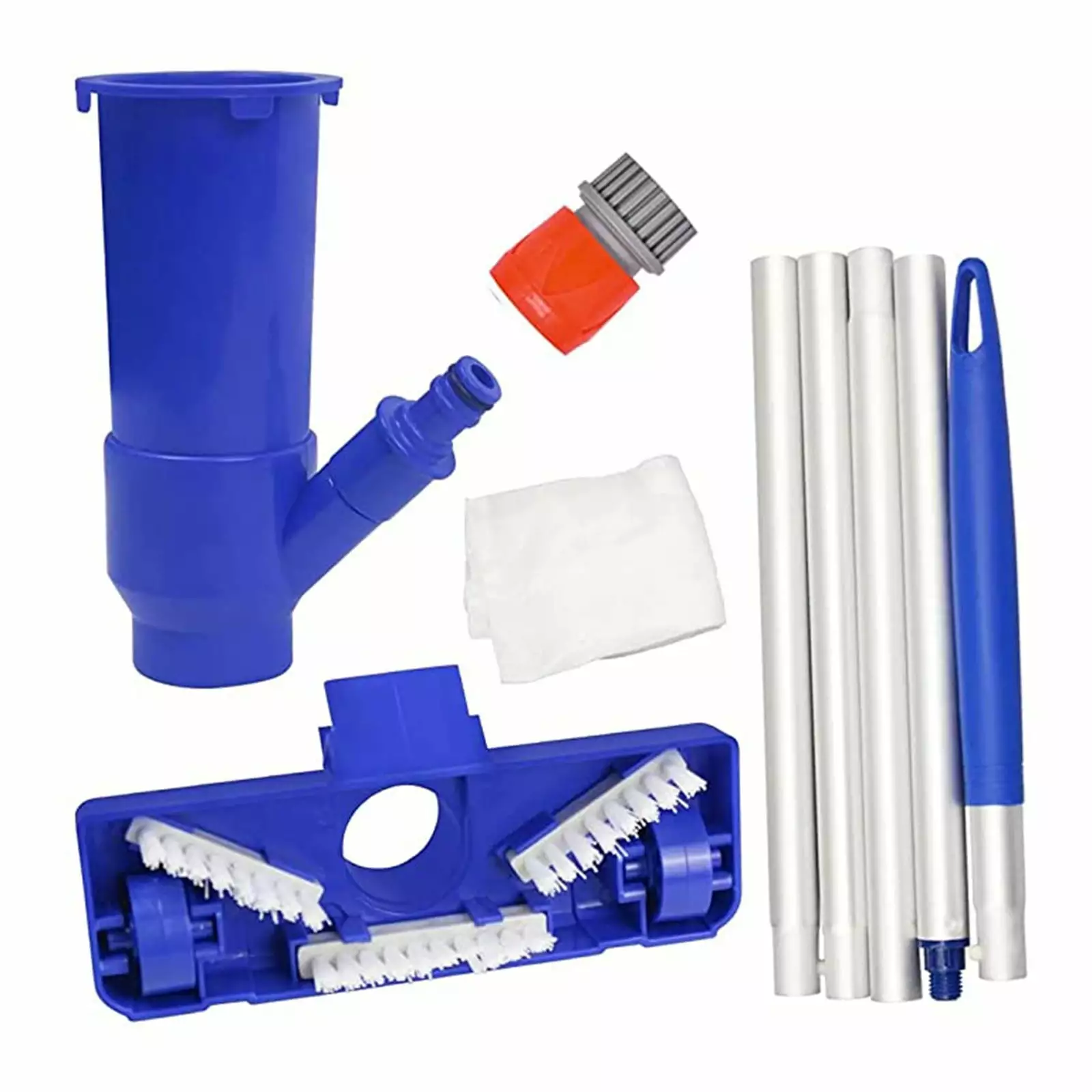 EQWLJWE Portable Pool Vacuum Cleaning Kit 5-Section Pole and Filter Mesh Bag Above Ground Pools
