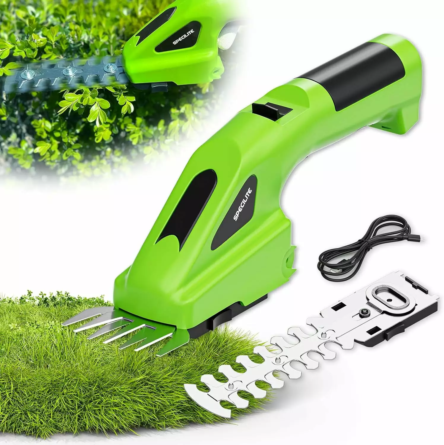 Electric Hedge Trimmer Cordless. Grass Shear 2--1 Handheld 7.2V. Featherweight & Travel-friendly Grass Cutter 2000mAh Rech...