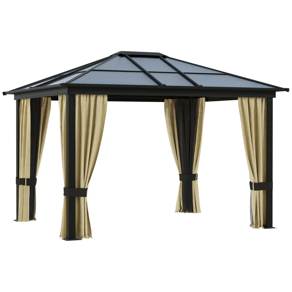 10' X 12' Hardtop Gazebo Canopy Polycarbonate Roof Aluminum Frame aosom business