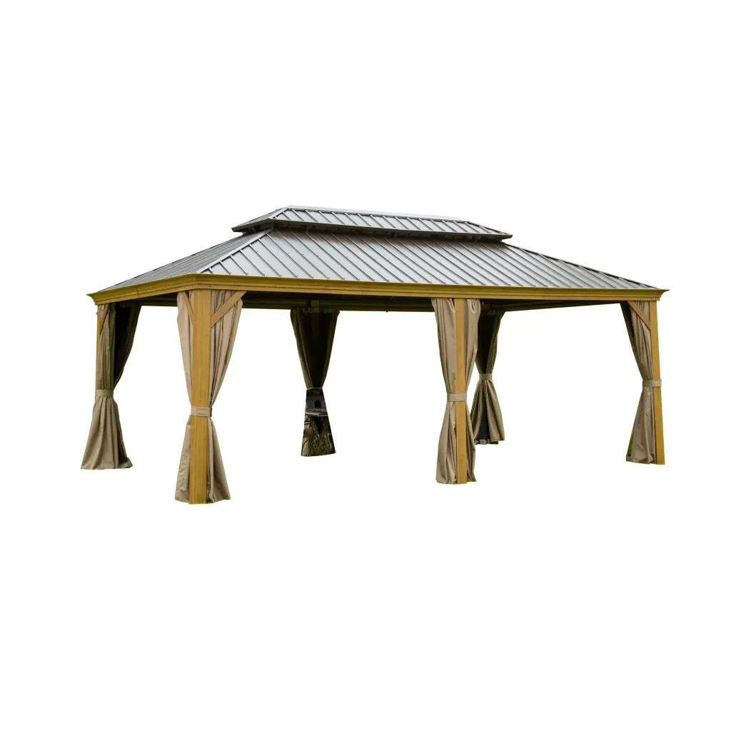 12x18 Hardtop Gazebo Wooden Coated Aluminum Frame Canopy Galvanized Steel crefise patio life