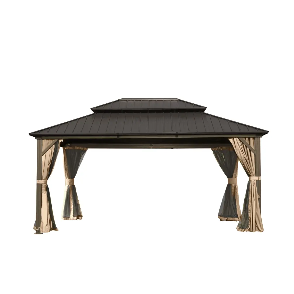 12' X 14' Hardtop Gazebo Aluminum Metal Gazebo Galvanized Steel Frame crefise patio life