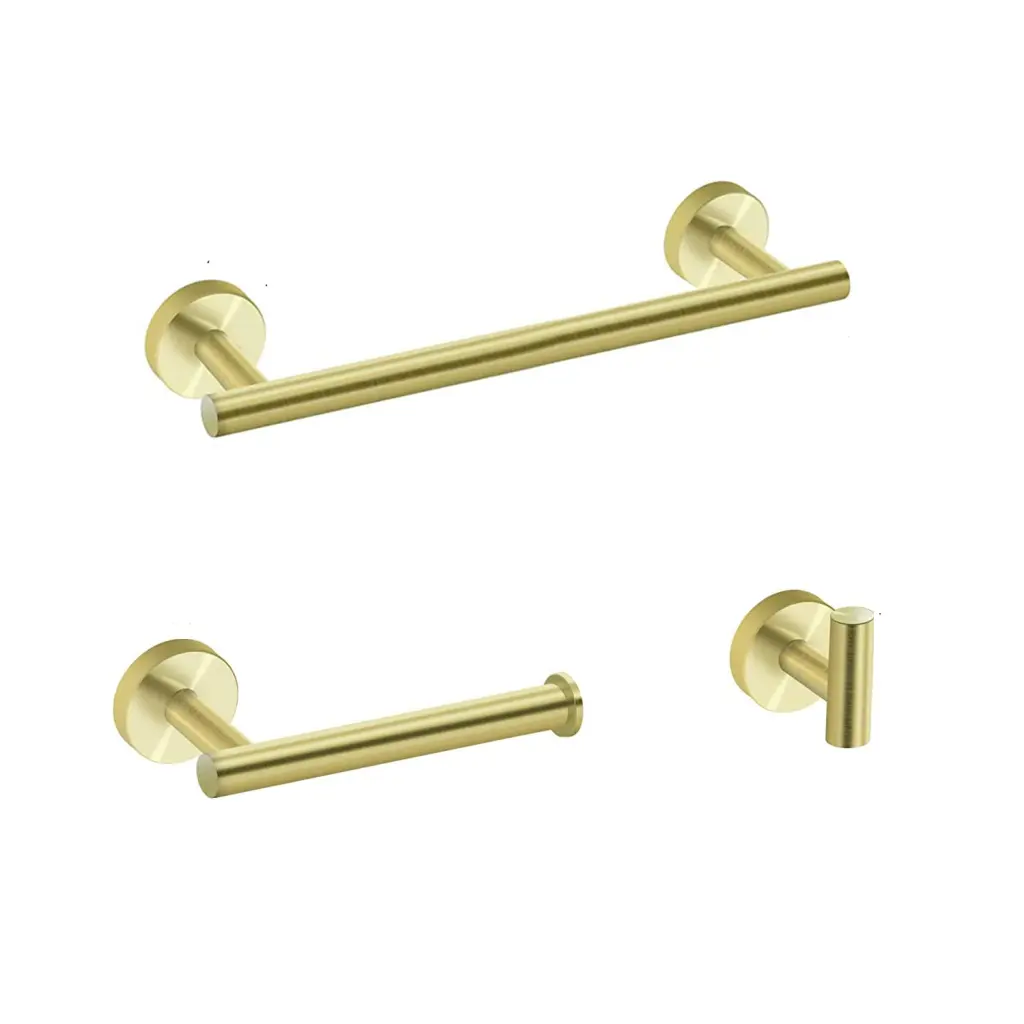 3 Piece Bathroom Hardware Set Brushed Gold Stainless Steel w928 dongtu group