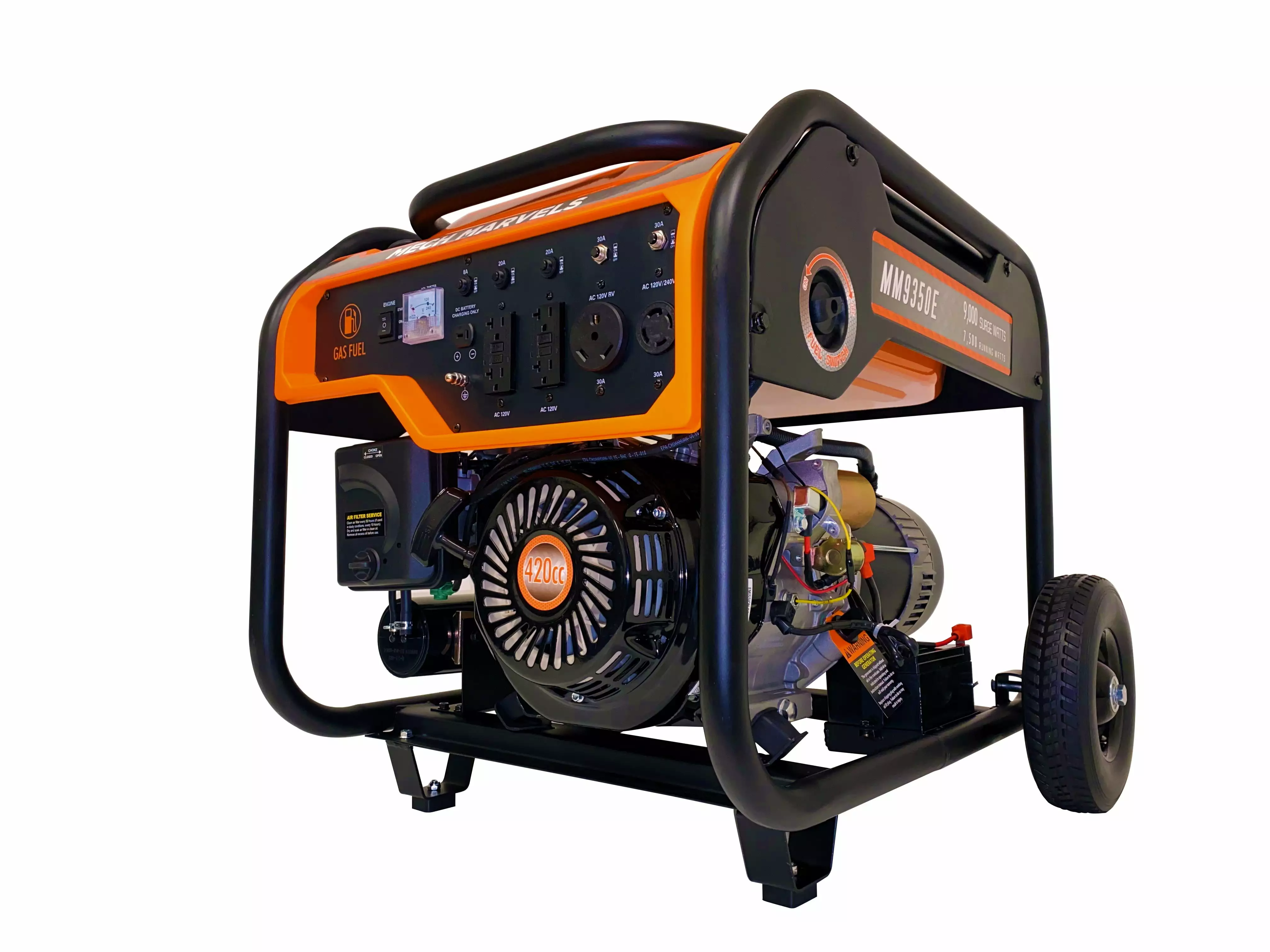 Mech Marvels 9000 Watt Travel-friendly Power Generator. Electric Start. CARB Compliant. MM9350E