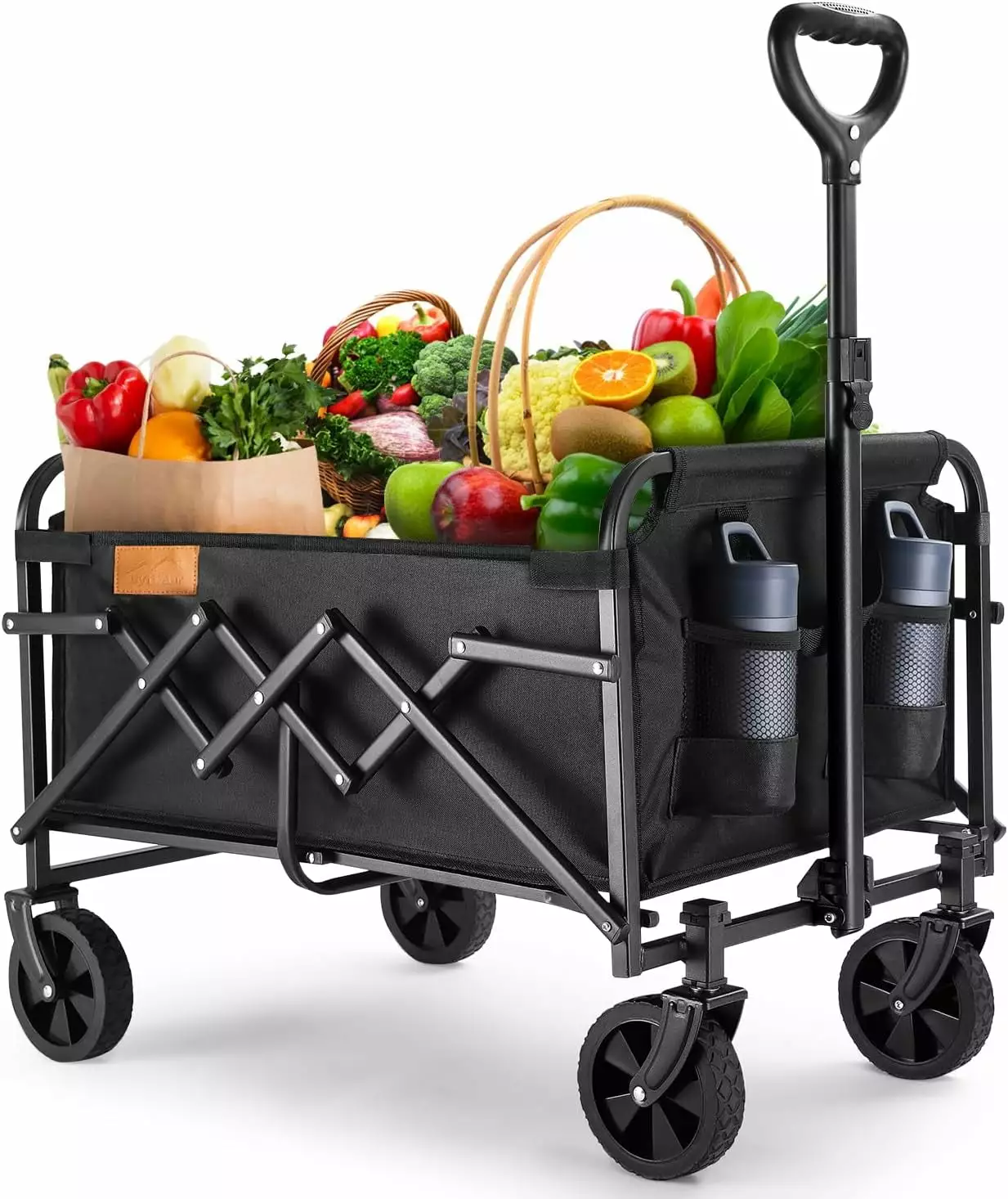 Aelkan Collapsible Wagon Cart Foldable 220lbs Weight Capacity. Featherweight Travel-friendly Folding Grocery Shopping Cart...