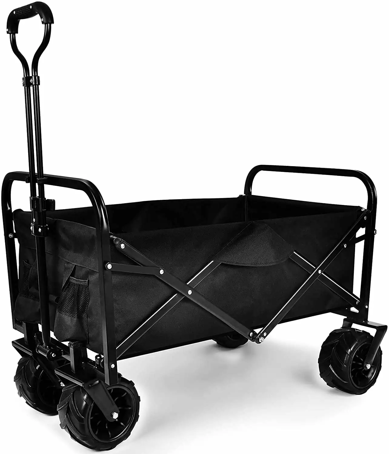 220lbs Collapsible Wagon Cart 104L Large Capacity Heavy Duty Cart Garden. Shopping. Beach. Grocery.Black KAAYEE
