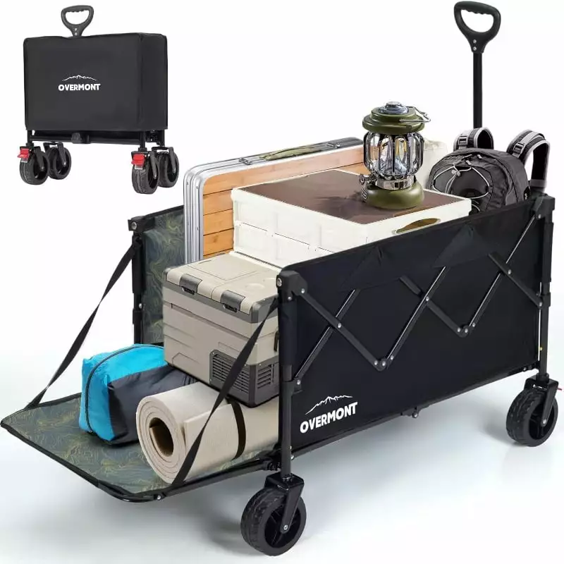 200L Foldable Wagon Cart - Extended Heavy Duty Collapsible Folding Utility Wagon All-Terrain Big Wheels- 265lbs Support NO...