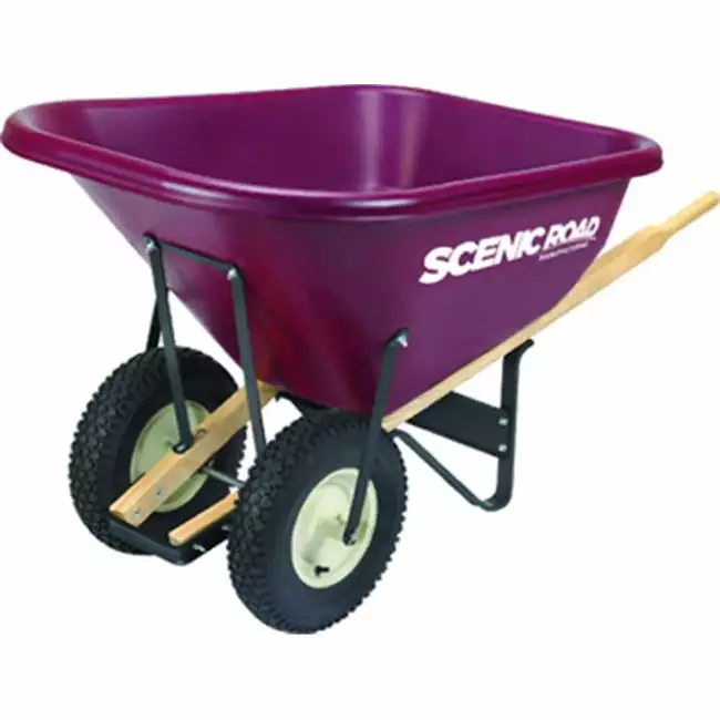 Scenic Road Mfg M10-2K 10 cu. ft. Heavy Duty Wheelbarrow- Burgundy