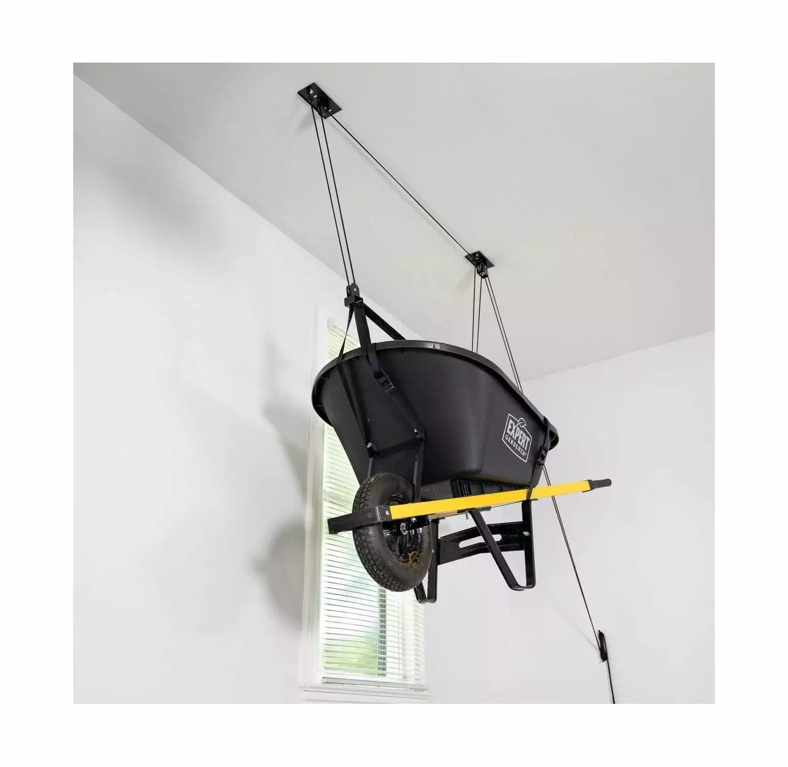 HYYYYH Wheelbarrow Ceiling Hoist. Essential Garage Storage Pulley System (8 ft - 10 ft Ceiling)