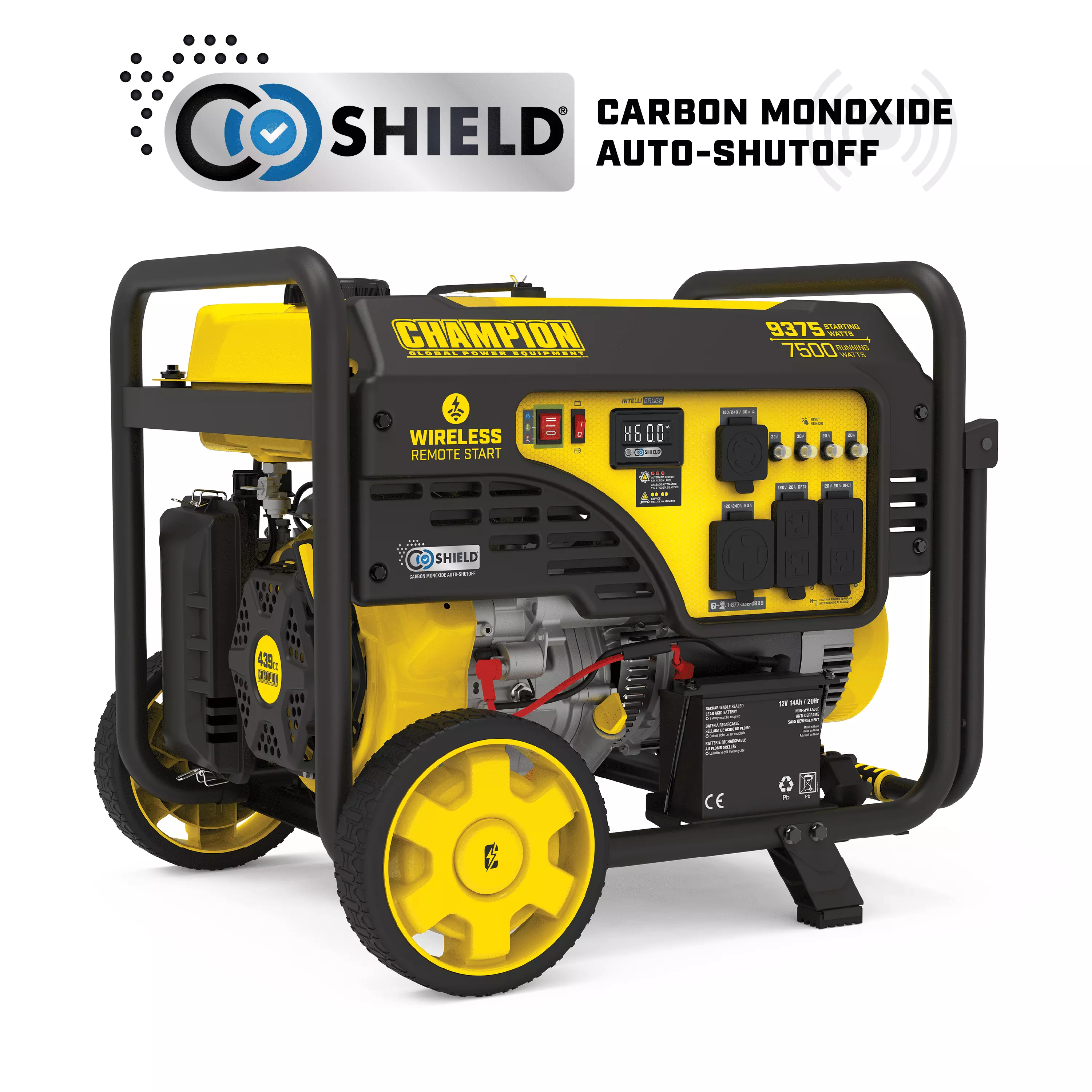 Champion Power Equipment 9375/7500-Watt Travel-friendly Generator Wireless Remote Start and CO Shield
