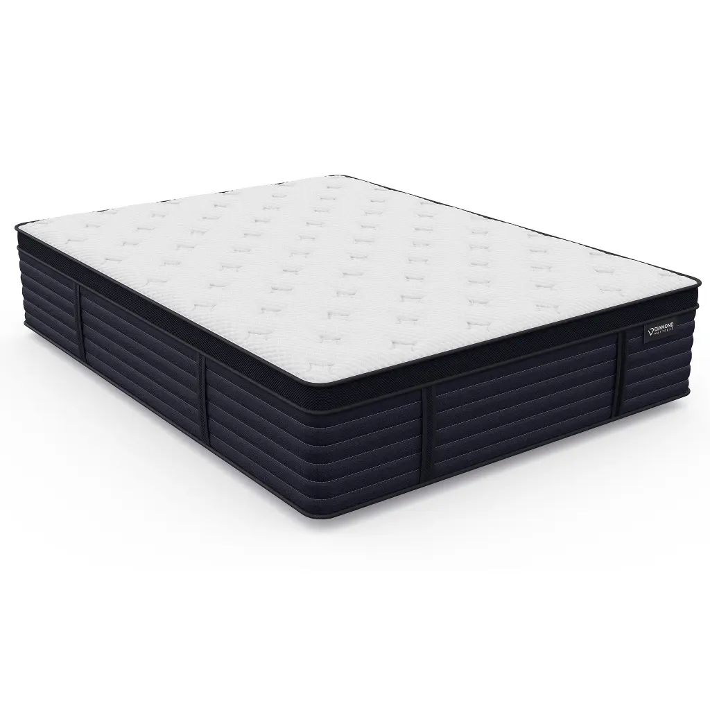 Queen Hughes Cool Latex Hybrid Euro Top 14.5 Inch Firm Feel Mattress White diamond mattress