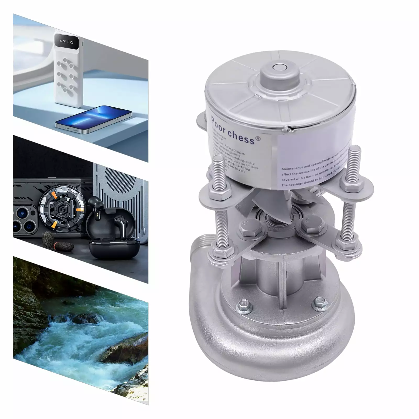 TOOL1SHOoo Micro Hydroelectric Generator 500 Watts 50hz 110 Volts High Power Monitoring Travel-friendly