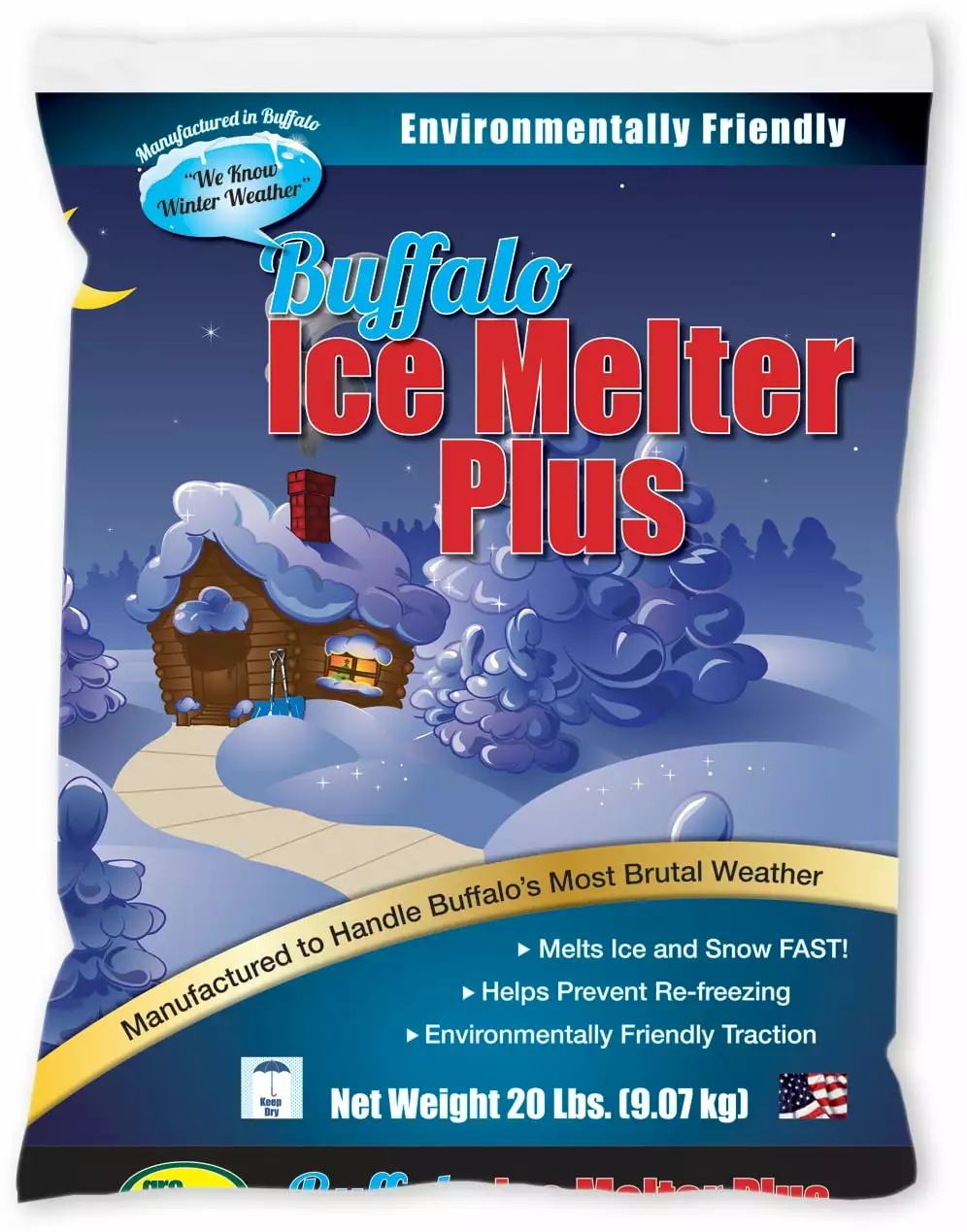 Buffalo Ice Melter Plus Environmentally Friendly Traction Granules 20 lbs. Gro Green